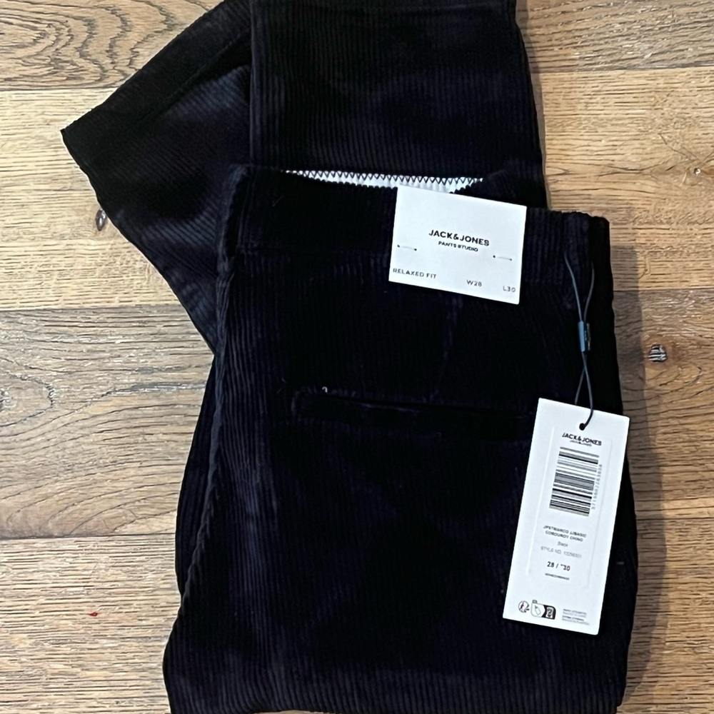 Jack & Jones Black Corduroy Pants 28 NWT